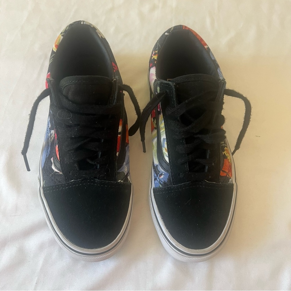 Vans Old Skool Floral Skate Shoes Black Multicolor Low Top Sneakers Women’s 5